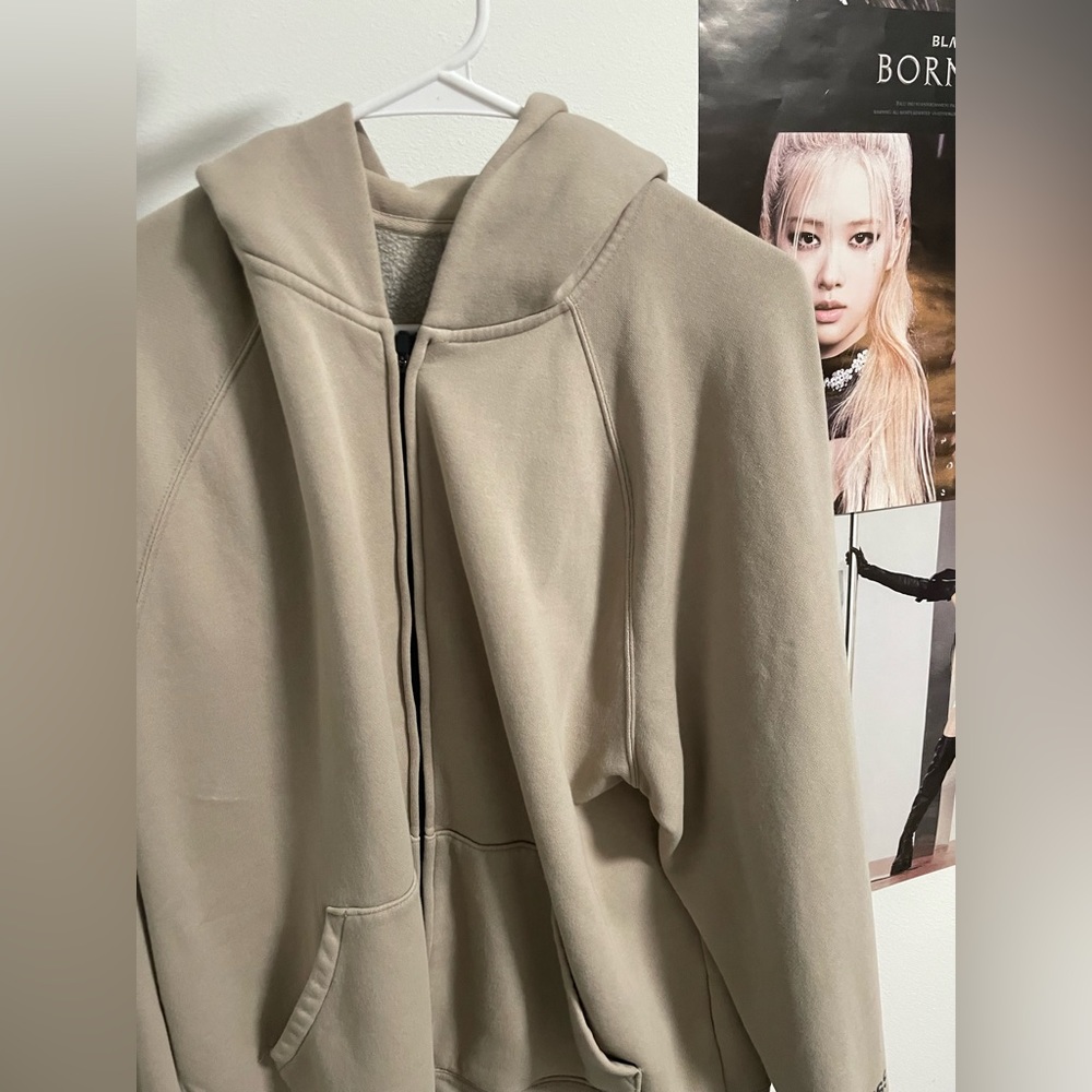 Essentials Zip Up Hoodie, Color: Beige, Size: M